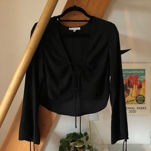 Verge Girl Black Tie Front Top